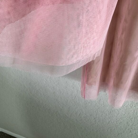 Staud Sheer Tulle Shift Dress w/Beaded Bell Sleeves Nude Lining Size XS - Picture 4 of 12